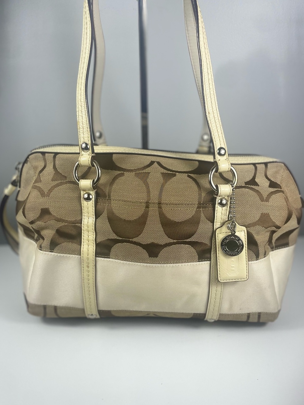 Coach Y2K Signature Stripe Canvas Satchel-COA